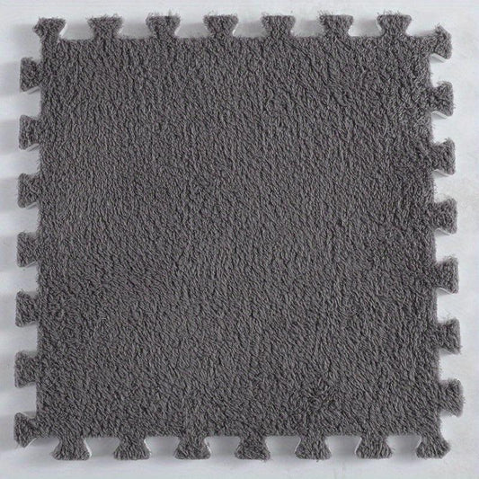 12pcs Plush Puzzle Foam Floor Mat Interlocking Carpet for Bay Windows