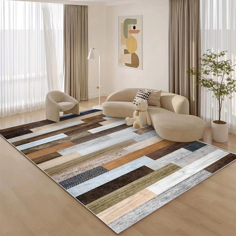 Vintage Wood Print Rug 2X6ft Low Pile Area Rug