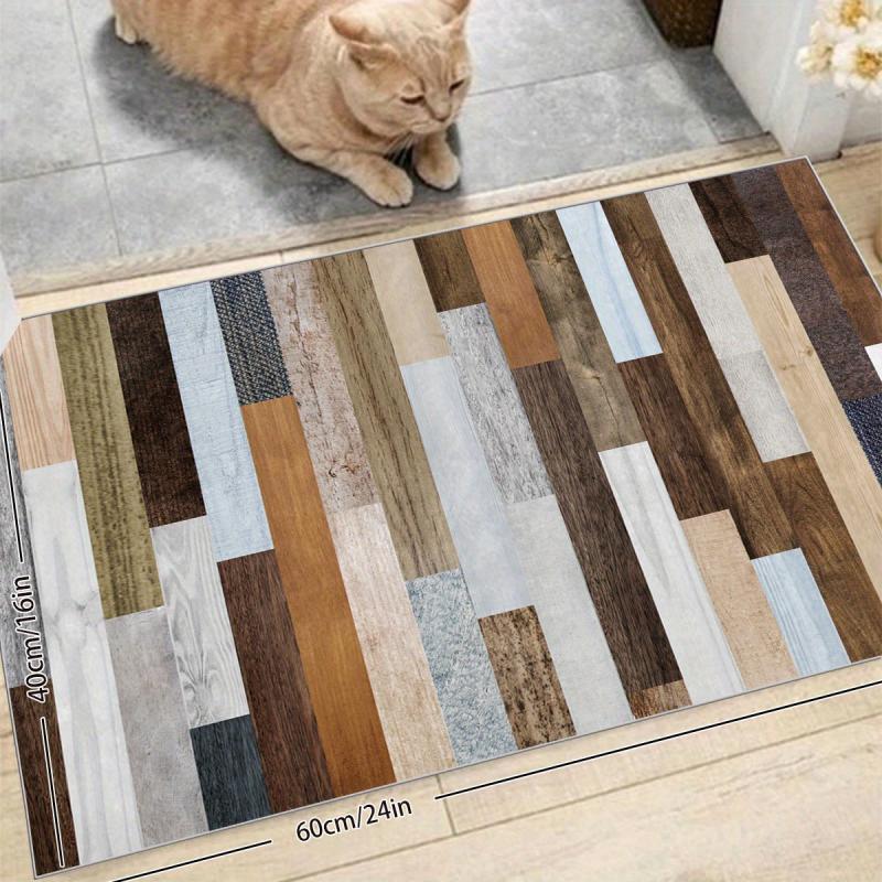 Vintage Wood Print Rug 2X6ft Low Pile Area Rug