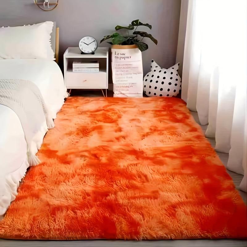 Soft Fluffy Fuzzy Area Rug Shaggy Carpet Tie Dye Orange