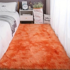Soft Fluffy Fuzzy Area Rug Shaggy Carpet Tie Dye Orange