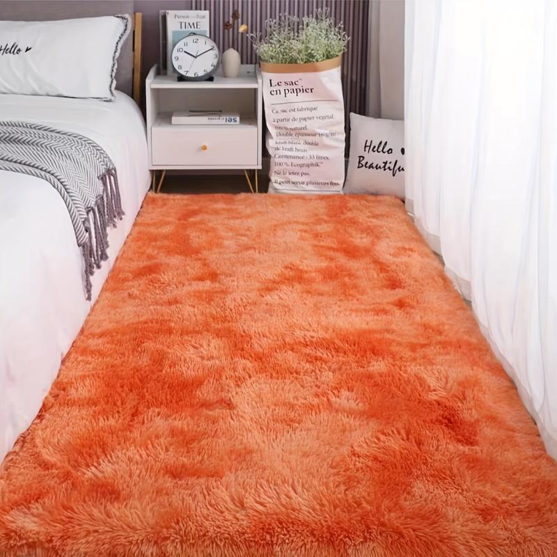 Soft Fluffy Fuzzy Area Rug Shaggy Carpet Tie Dye Orange