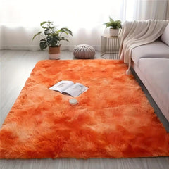 Soft Fluffy Fuzzy Area Rug Shaggy Carpet Tie Dye Orange
