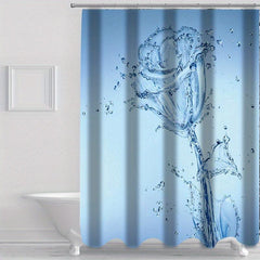 Rose Pattern Shower Curtain & Bathroom Rug Set