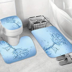 Rose Pattern Shower Curtain & Bathroom Rug Set