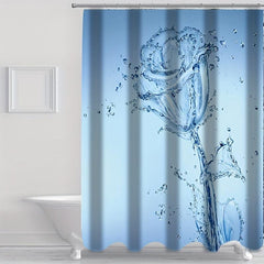 Rose Pattern Shower Curtain & Bathroom Rug Set