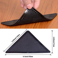 4Pcs Triangle Washable Rug Gripper Non Slip Patch Tape for Tile Carpets