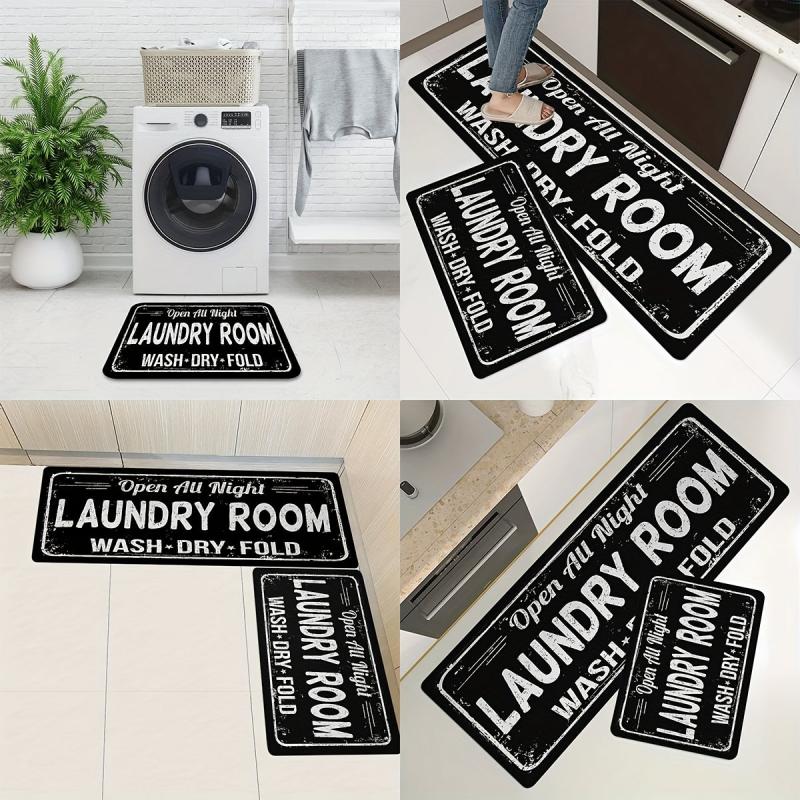 Vintage Laundry Room Rug Kitchen Floor Mats Bathroom Runner Rug