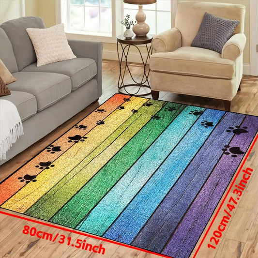 Colorful Dog Paw Doormat Funny Outdoors/Indoors Entry Floor Mats Non-Slip PVC