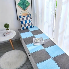 12pcs Plush Puzzle Foam Floor Mat Interlocking Ca