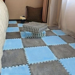 12pcs Plush Puzzle Foam Floor Mat Interlocking Ca