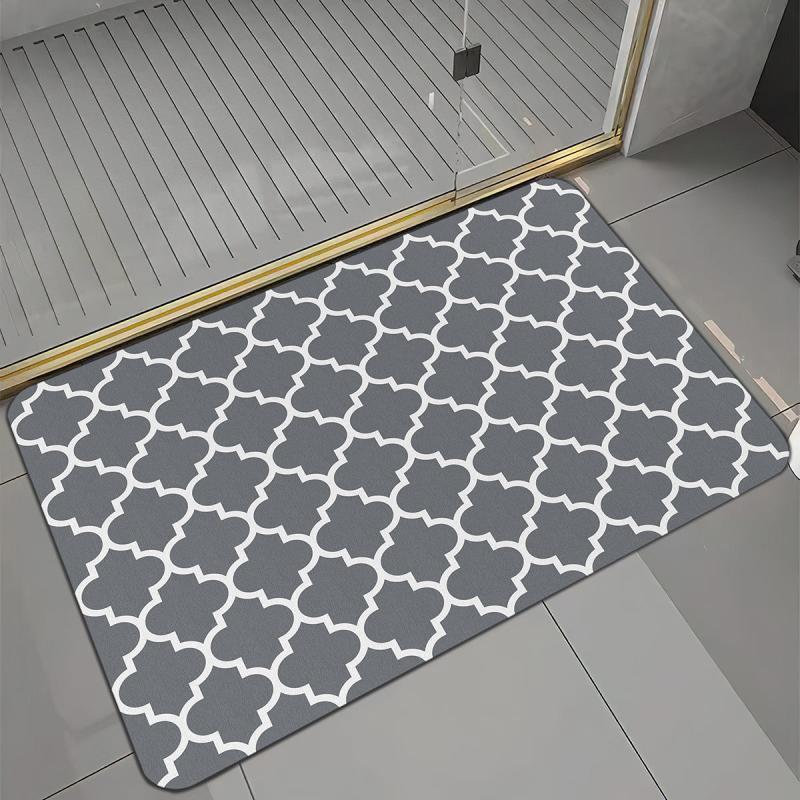 Modern Moroccan Tile Geometric Rug Grey