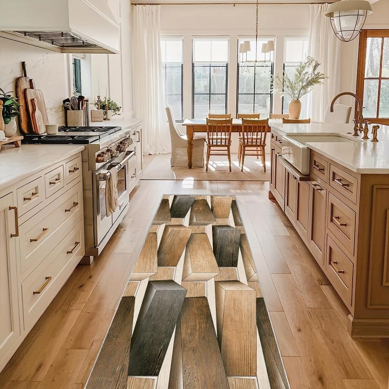 Non Slip Abstract Runner Rug for Laundry Room Hallway Kitchen Stairs