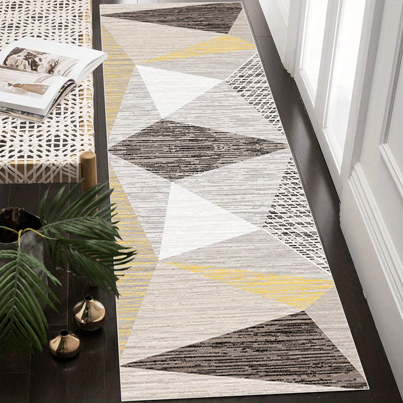 Modern Geometric Runner Rug Non Slip Non Shedding for Hallway Kitchen