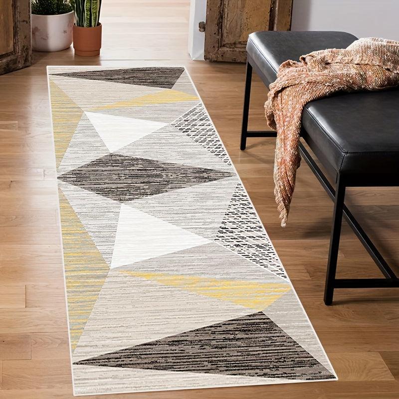 Modern Geometric Runner Rug Non Slip Non Shedding for Hallway Kitchen