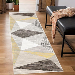 Modern Geometric Runner Rug Non Slip Non Shedding for Hallway Kitchen
