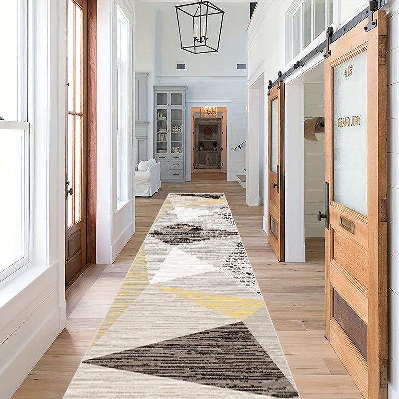 Modern Geometric Runner Rug Non Slip Non Shedding for Hallway Kitchen