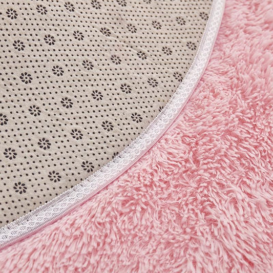 Pink Fluffy Shag Area Rug for Living Room