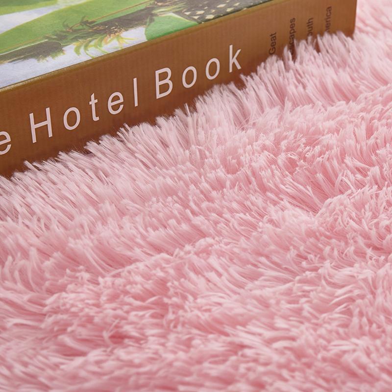 Pink Fluffy Shag Area Rug for Living Room