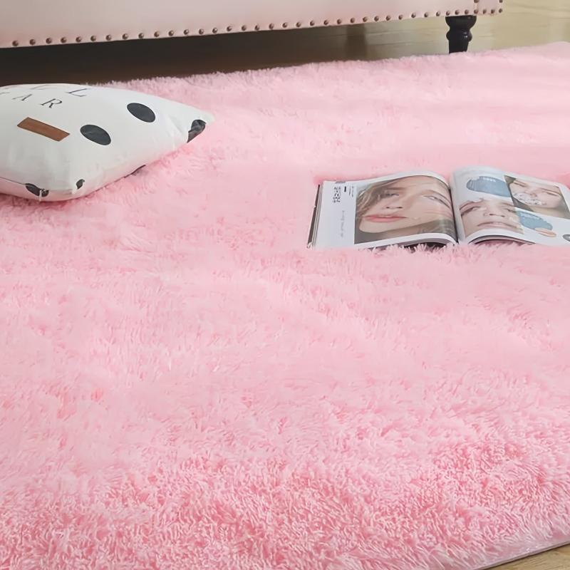 Pink Fluffy Shag Area Rug for Living Room