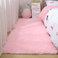 Pink Fluffy Shag Area Rug for Living Room