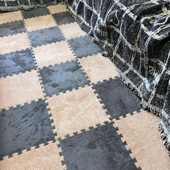 12pcs Soft Fluffy Interlocking Puzzle Flooring Tiles Plush Area Rugs
