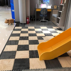 12pcs Soft Fluffy Interlocking Puzzle Flooring Tiles Plush Area Rugs