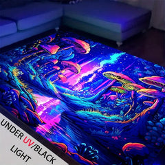 UV Light Mushroom Forest Plants Pattern Rug