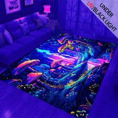 UV Light Mushroom Forest Plants Pattern Rug