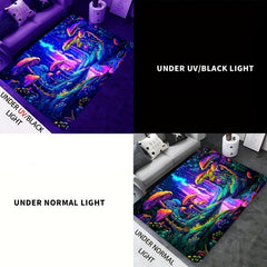 UV Light Mushroom Forest Plants Pattern Rug