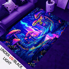 UV Light Mushroom Forest Plants Pattern Rug