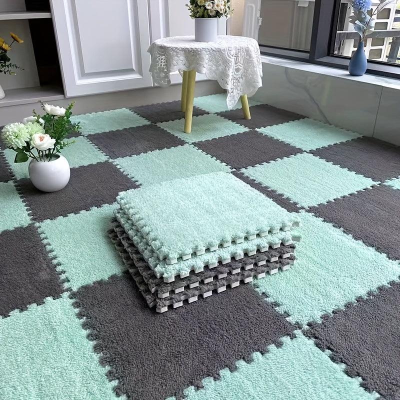12pcs Interlocking Plush Foam Floor Mat Soft Kids Carpet Mat