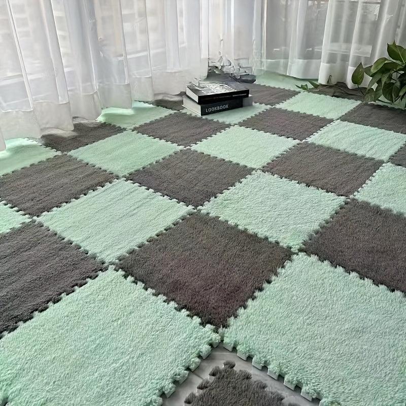 12pcs Interlocking Plush Foam Floor Mat Soft Kids Carpet Mat