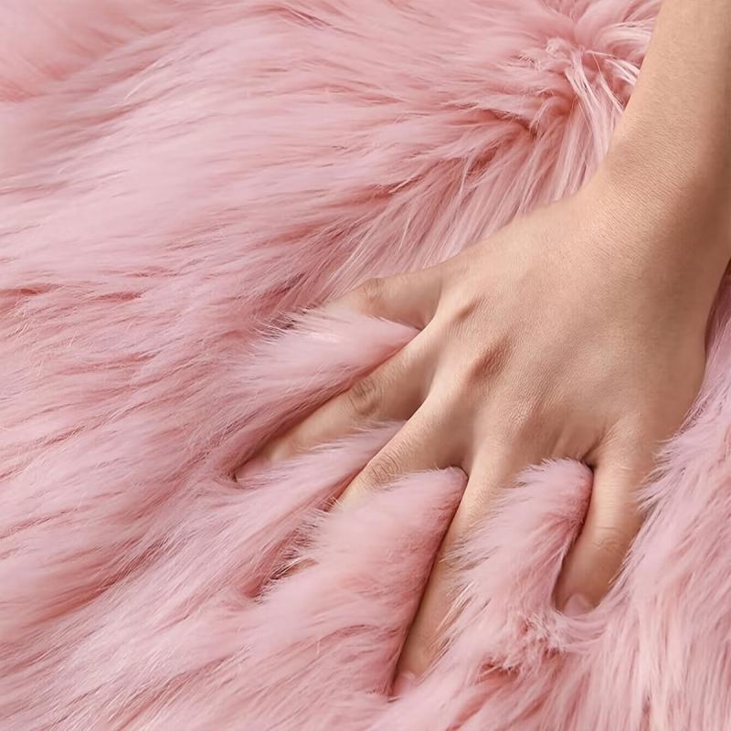 Pink Faux Fur Rug Soft Fluffy Sheepskin Rug Rectangle 2'x4'