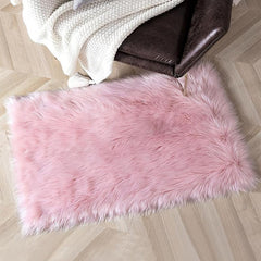 Pink Faux Fur Rug Soft Fluffy Sheepskin Rug Rectangle 2'x4'
