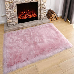 Pink Faux Fur Rug Soft Fluffy Sheepskin Rug Rectangle 2'x4'