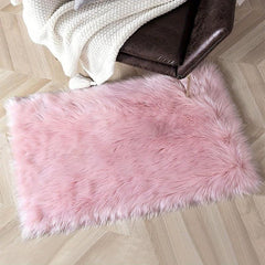 Pink Faux Fur Rug Soft Fluffy Sheepskin Rug Rectangle 2'x4'