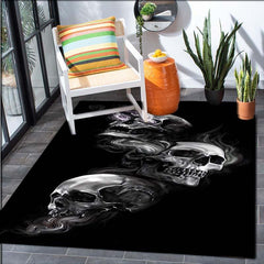 Skull Pattern Rug Modern Fabric Floor Mat Non Slip Indoor Outdoor Carpet