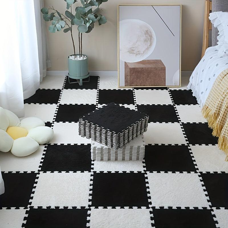 12pcs Plush Puzzle Foam Floor Mat For Kids Soft Climbing Carpet Mats
