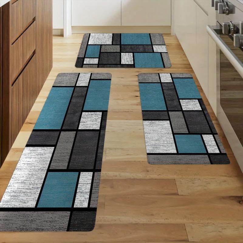 Geometric Pattern Kitchen Rugs Non Slip Waterproof Comfort Floor Mats