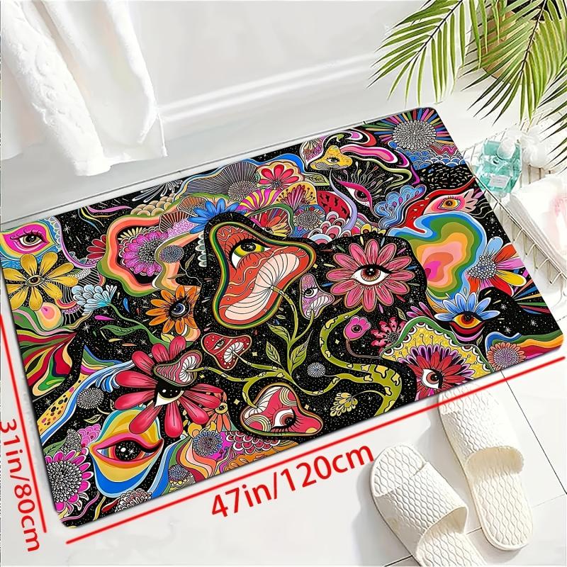 Mushroom Printed Floor Mat Non-slip Anti-fouling