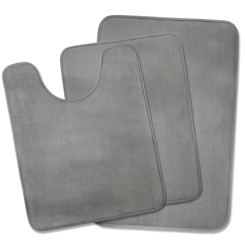 3pcs Thick Memory Foam Bath Mat Set Absorbent Washable Rugs Non Slip Soft