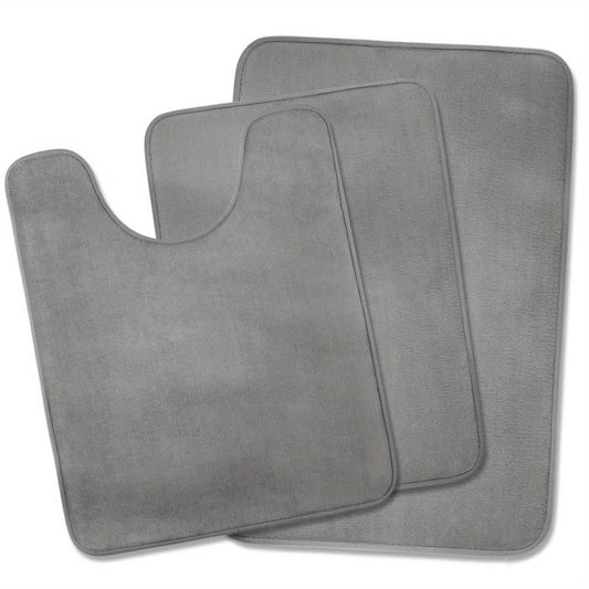 3pcs Thick Memory Foam Bath Mat Set Absorbent Washable Rugs Non Slip Soft
