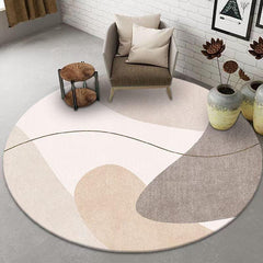 Japanese Round Rug for Living Room, Non-slip Area Carpet