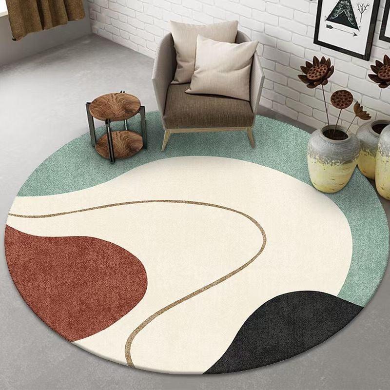 Japanese Round Rug for Living Room, Non-slip Area Carpet