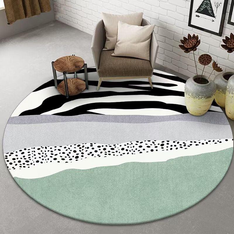 Japanese Round Rug for Living Room, Non-slip Area Carpet