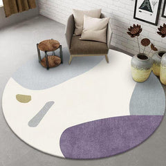 Japanese Round Rug for Living Room, Non-slip Area Carpet