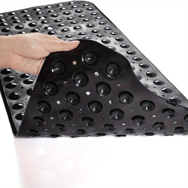 Anti-Slip Shower Stall Mat with Drain Holes & Suction Cups