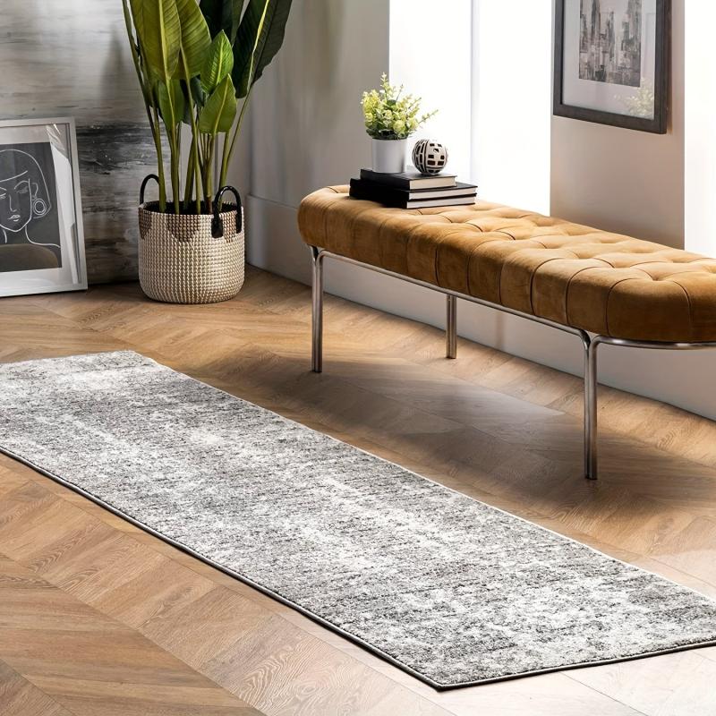 Vintage Boho Runner Rug Grey Non Slip