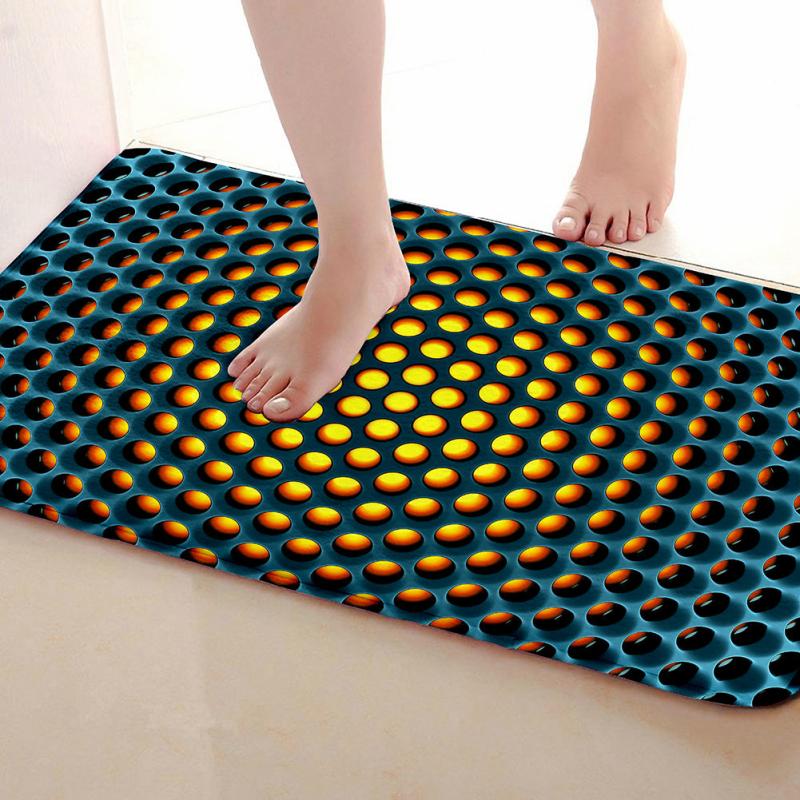 3D Illusion Bathtub Flannel Rug - Non Slip Absorbent Bath Floor Carpet